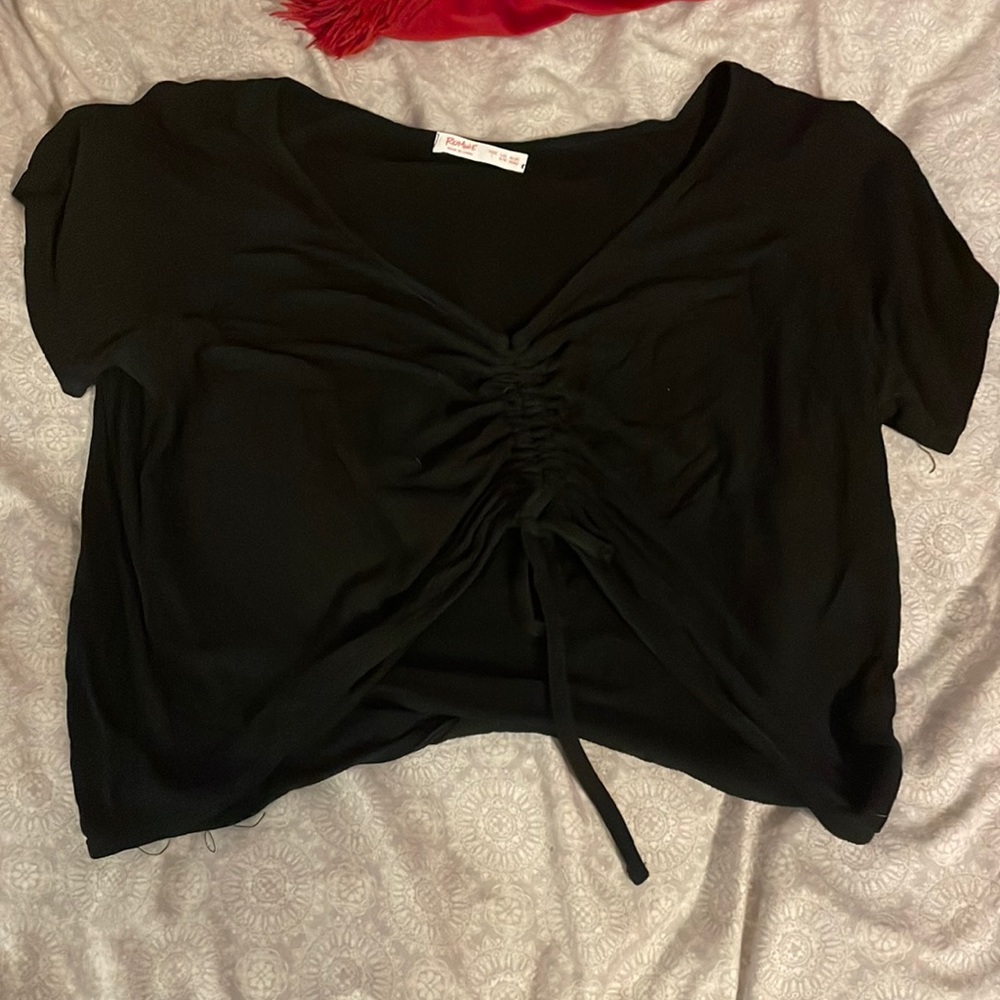 Romwe Black Crop Top